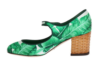 Green Banana Leaves Mary Janes Shoes