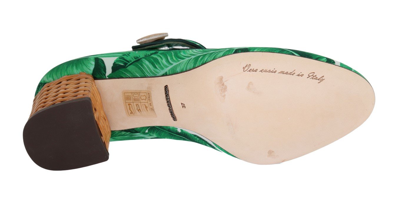 Green Banana Leaves Mary Janes Shoes
