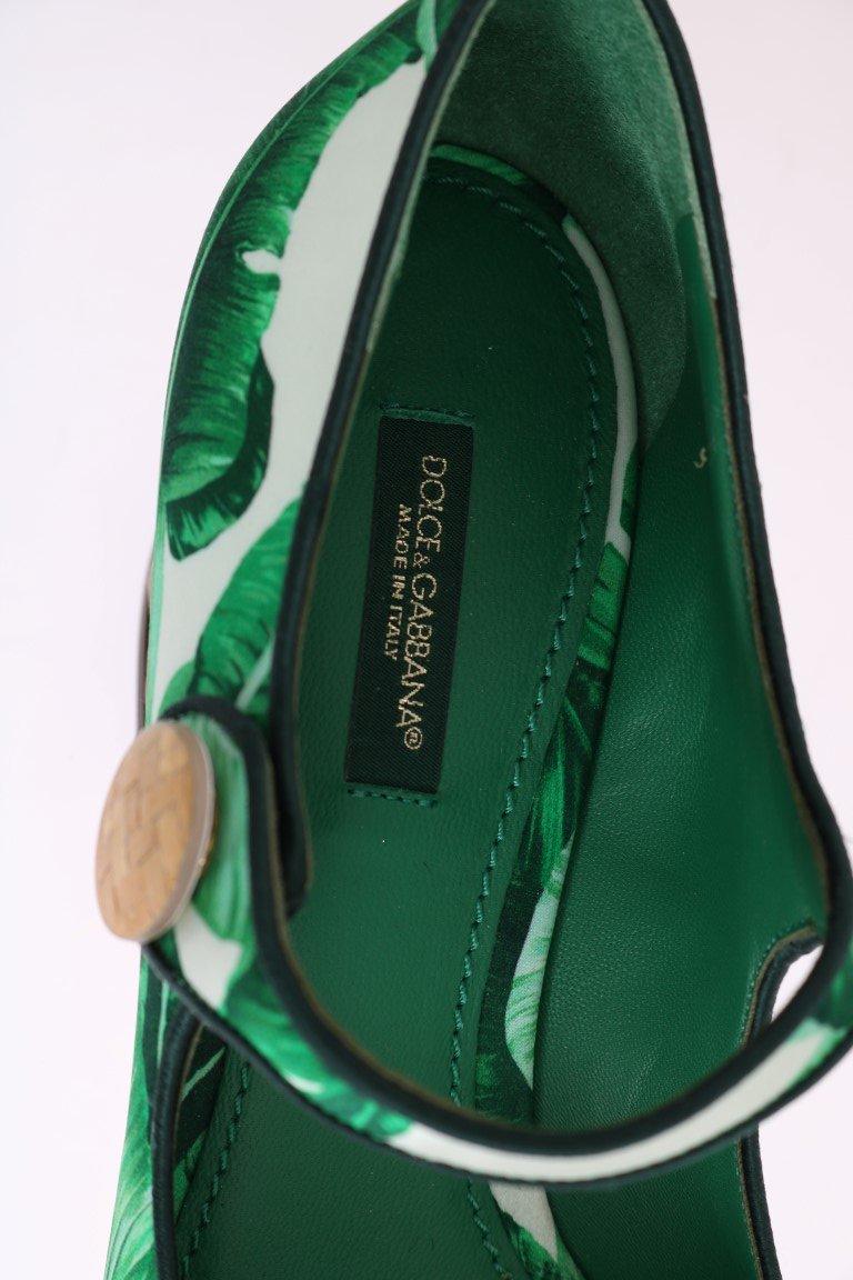 Green Banana Leaves Mary Janes Shoes