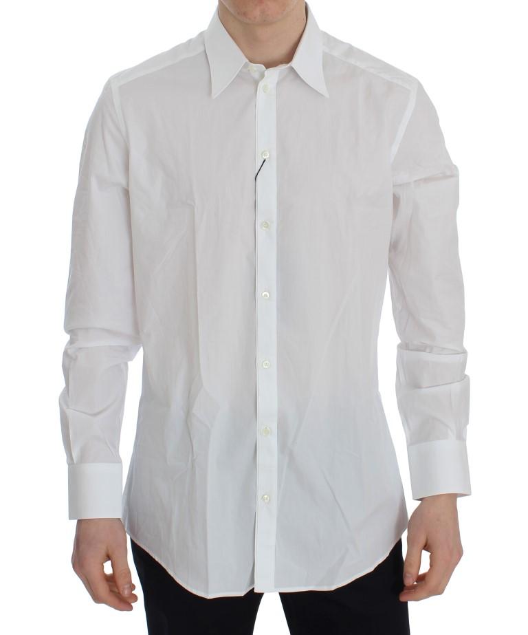 White Cotton Slim GOLD Formal Shirt