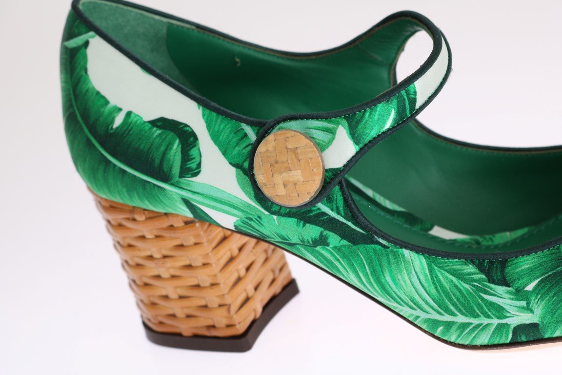 Green Banana Leaves Mary Janes Shoes