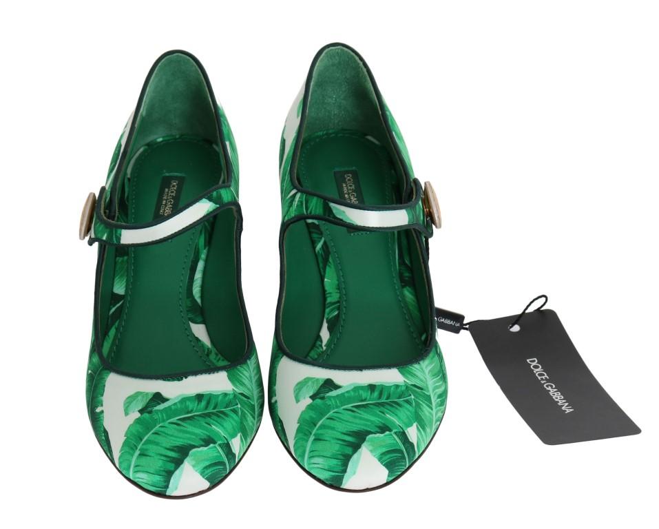 Green Banana Leaves Mary Janes Shoes
