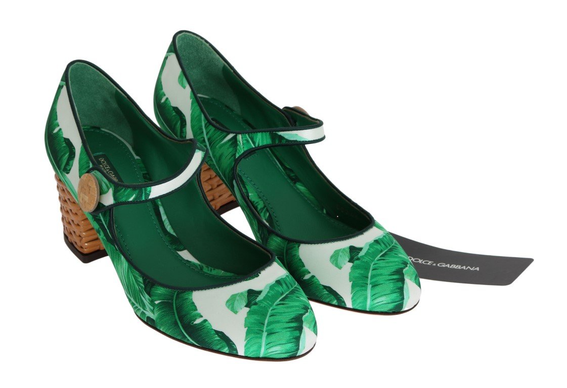 Green Banana Leaves Mary Janes Shoes