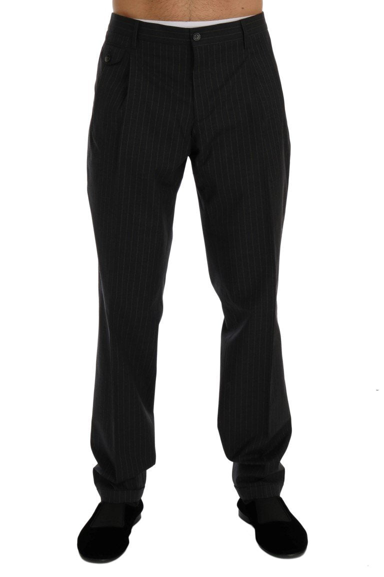 Blue Striped Cotton Formal Pants