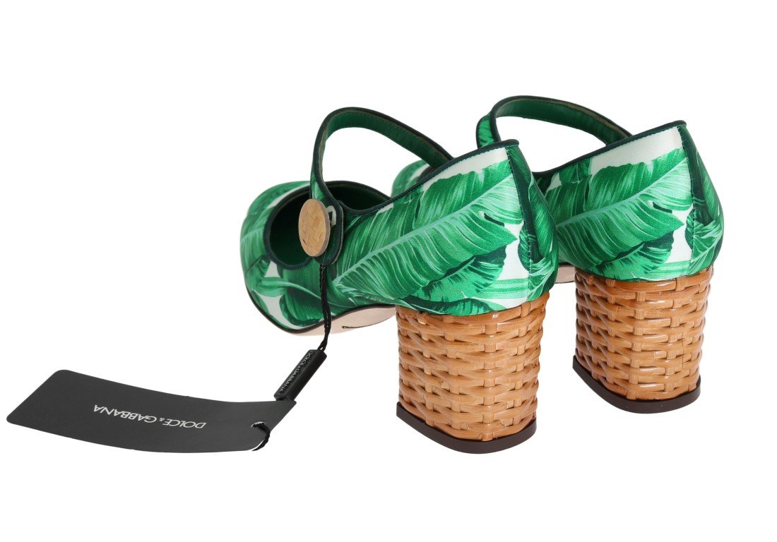 Green Banana Leaves Mary Janes Shoes