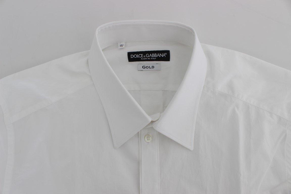 White Cotton Slim GOLD Formal Shirt