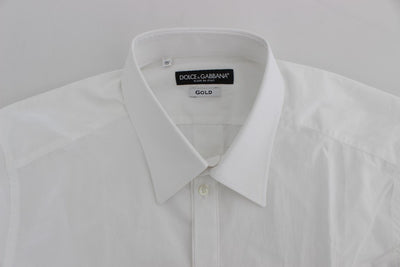 White Cotton Slim GOLD Formal Shirt