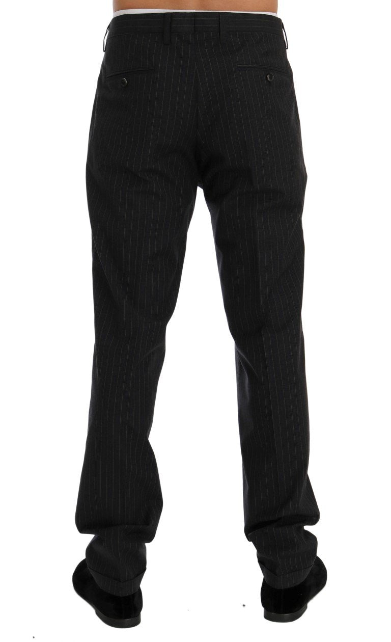 Blue Striped Cotton Formal Pants