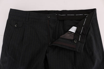 Blue Striped Cotton Formal Pants