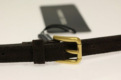 Brown Suede Leather Logo Belt