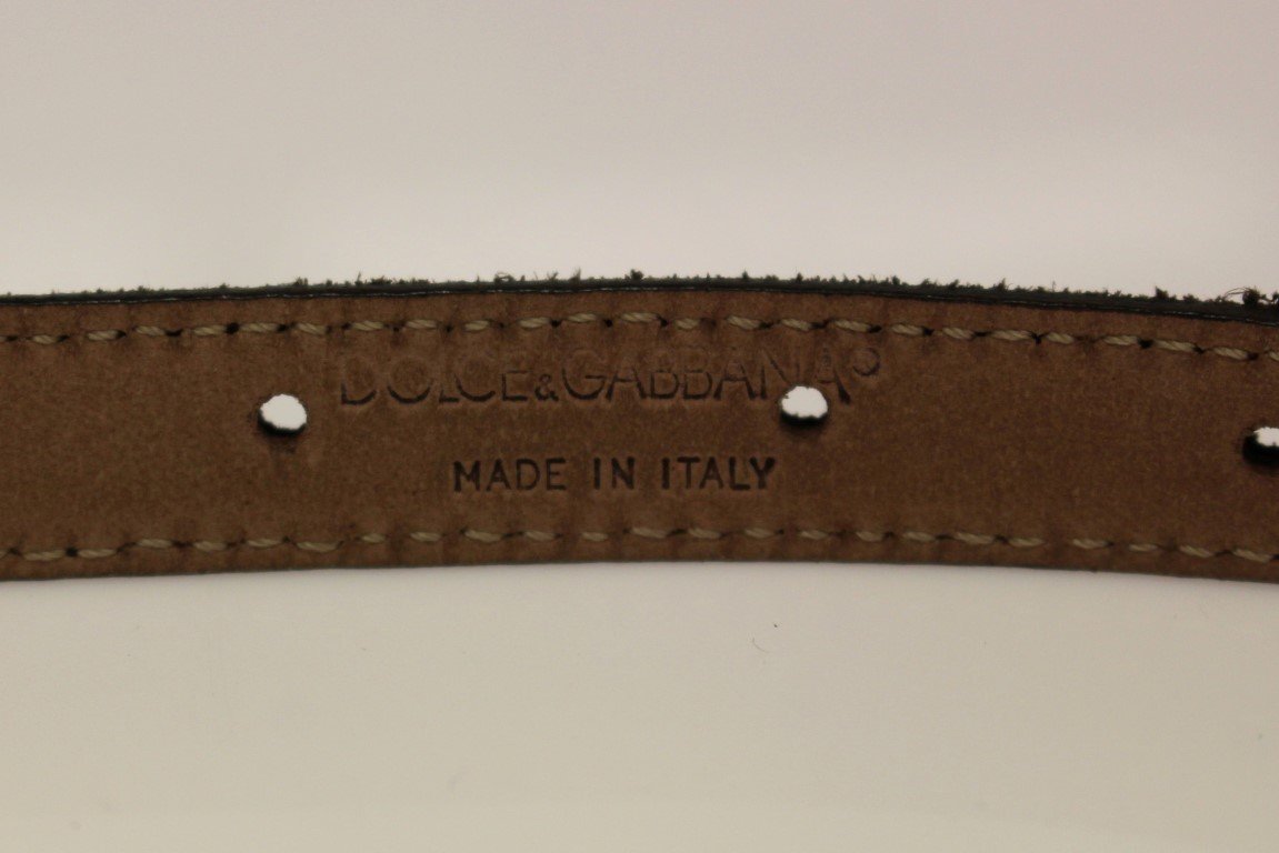 Brown Suede Leather Logo Belt