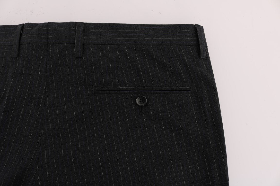 Blue Striped Cotton Formal Pants