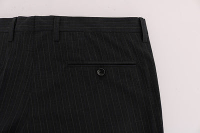 Blue Striped Cotton Formal Pants