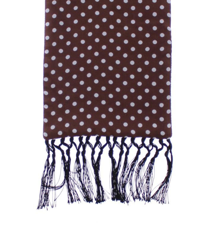Scarf Men's Brown Polka Dotted Virgin Wool