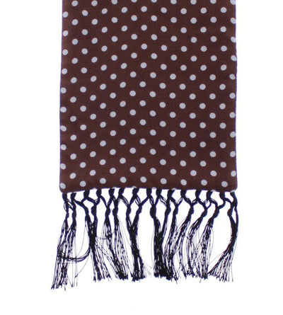 Scarf Men's Brown Polka Dotted Virgin Wool
