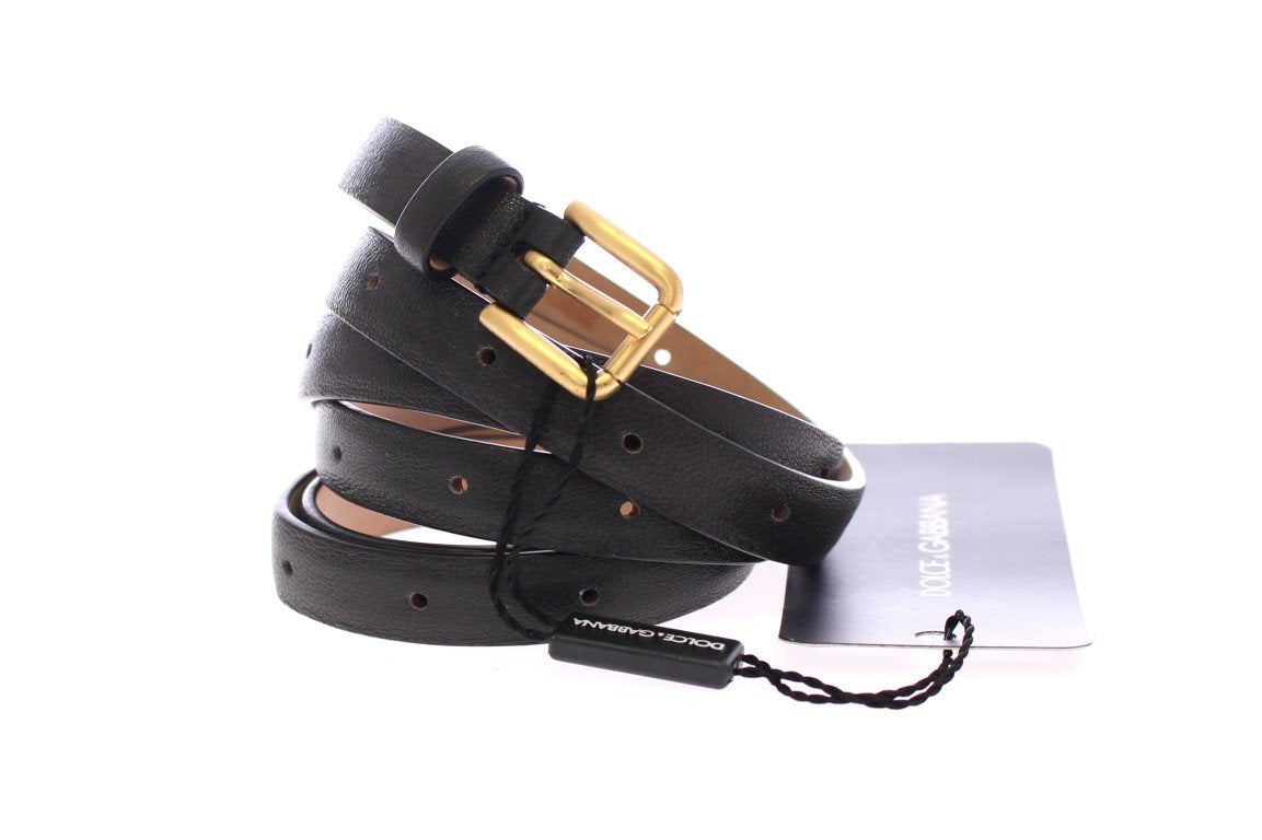 Black Leather Logo Belt