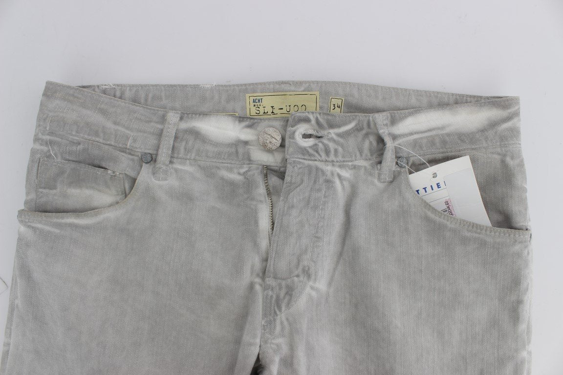 Gray Wash Cotton Stretch Slim Skinny Fit Jeans