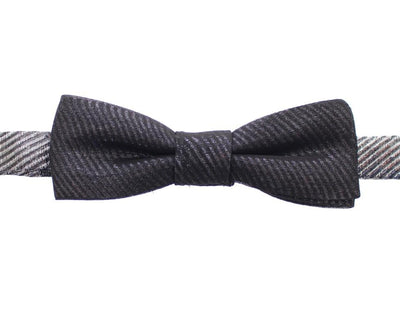 Silver Gray Shiny Silk Skinny Tied Bow Tie