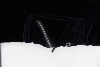 Blue Cotton Blend Loose Fit Cargo Pants