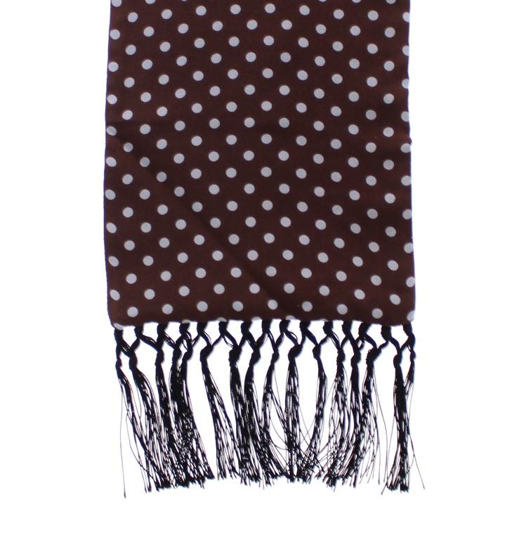 Scarf Men's Brown Polka Dotted Virgin Wool