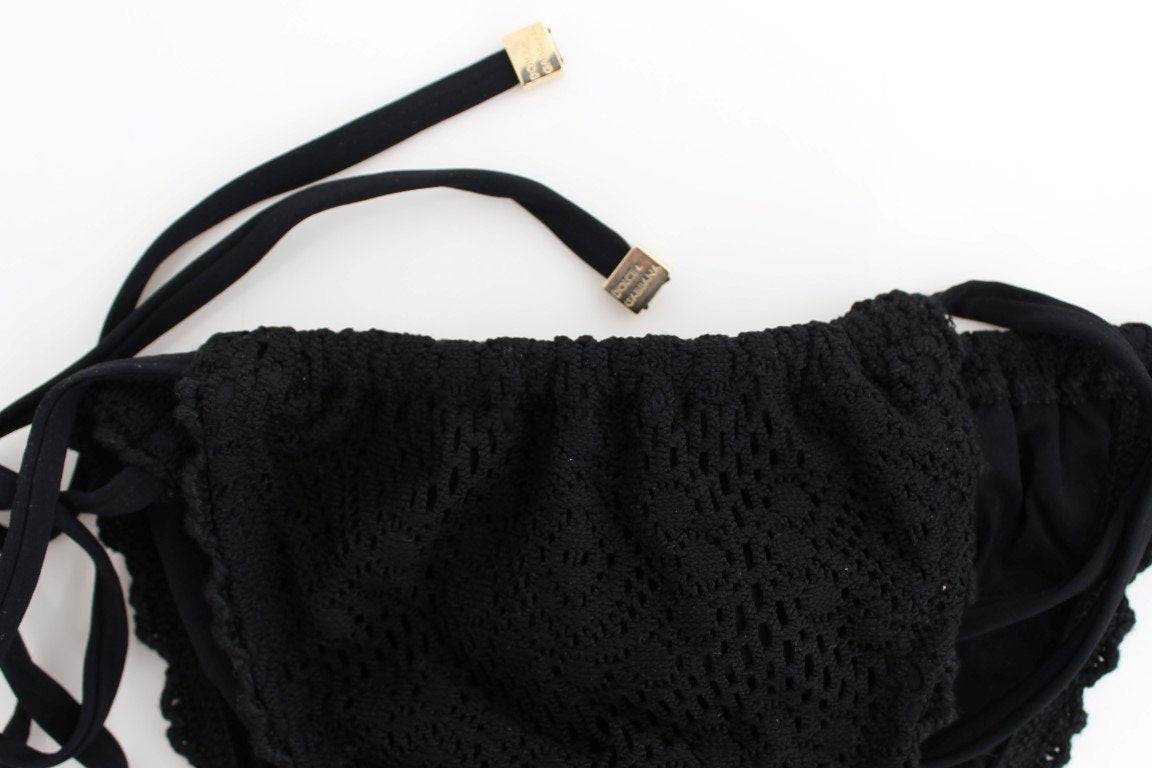 Black Knitted Bikini Bottom Swimwear Beachwear