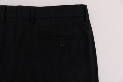 Blue Check Wool Stretch Pants