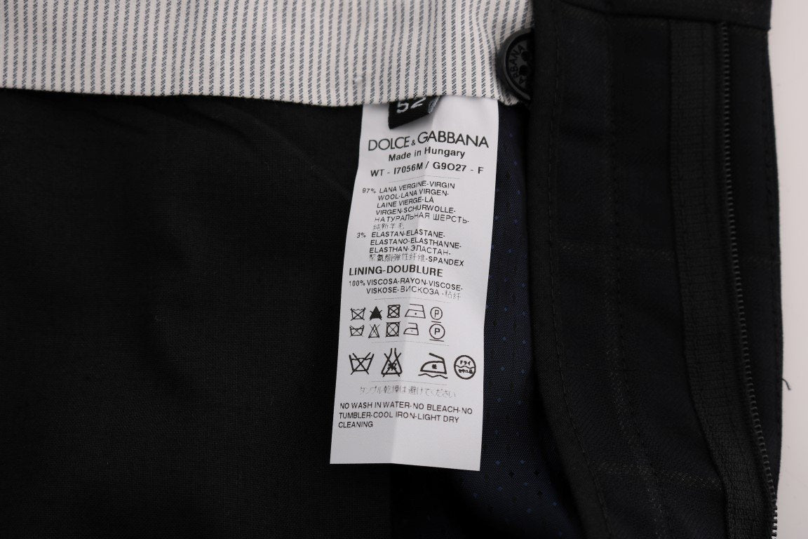 Blue Check Wool Stretch Pants