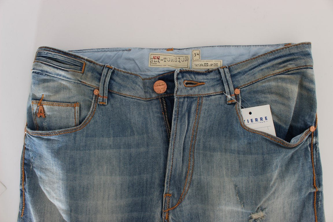 Blue Wash Cotton Slim Twist Fit Jeans
