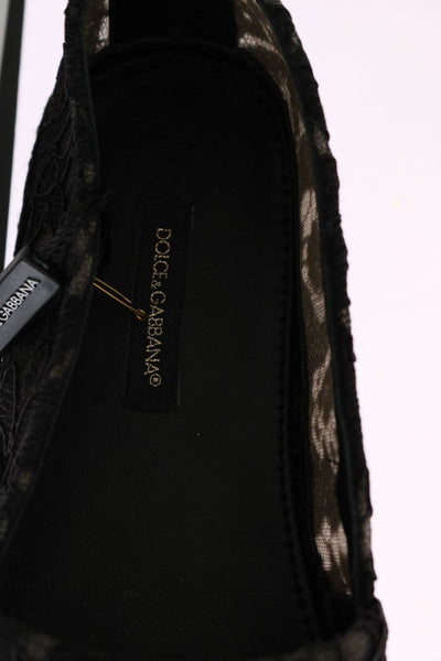 Black Lace Crystal Espadrilles Shoes