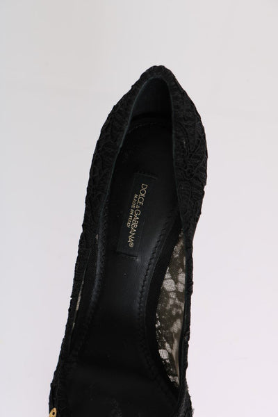 Black Taormina Lace Crystal Pumps