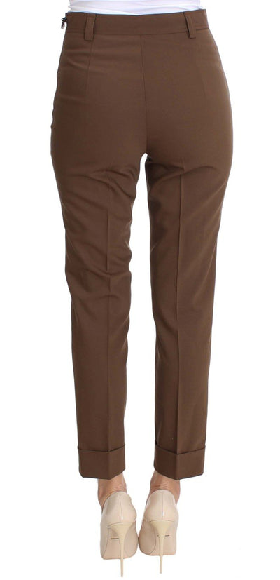Brown Wool Stretch Cropped Pants