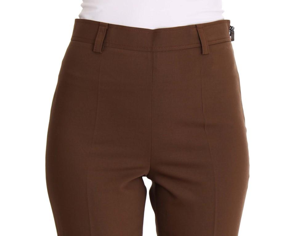 Brown Wool Stretch Cropped Pants