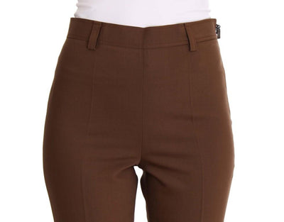Brown Wool Stretch Cropped Pants