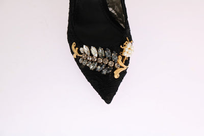 Black Taormina Lace Crystal Pumps