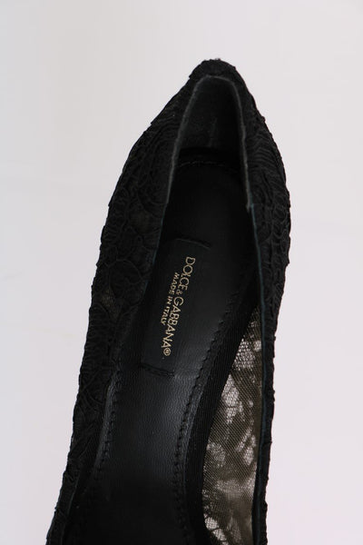 Black Taormina Lace Crystal Pumps