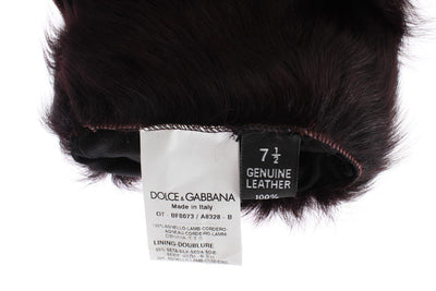Bordeaux Leather Fur Silk Lined Elbow Gloves
