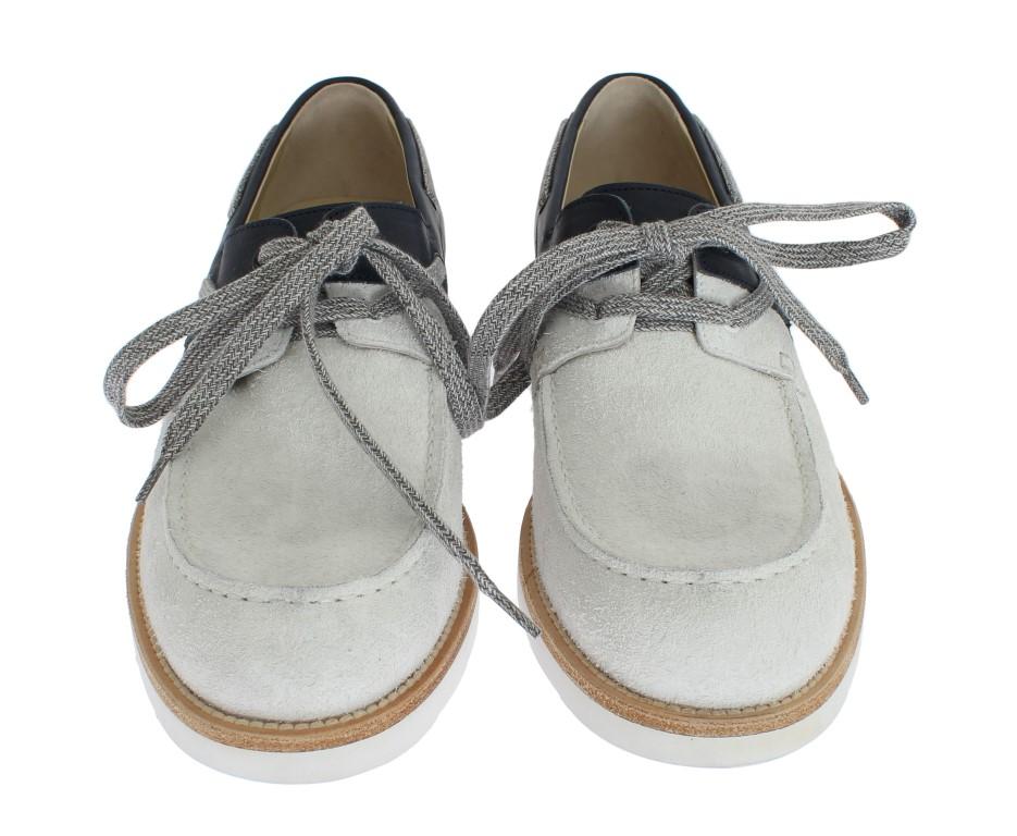 White Blue Leather Shoes
