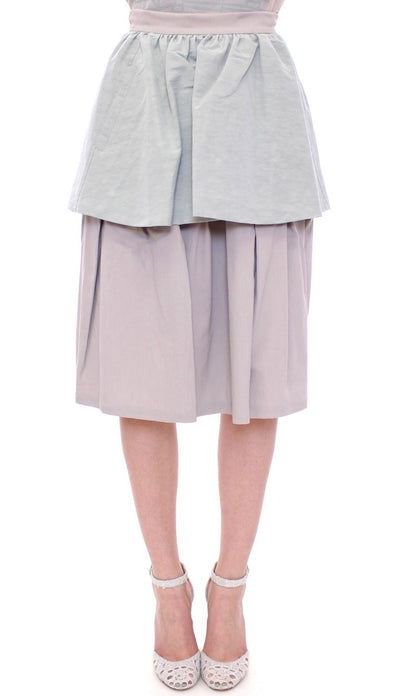 Blue Purple Knee-Length Pleated Skirt