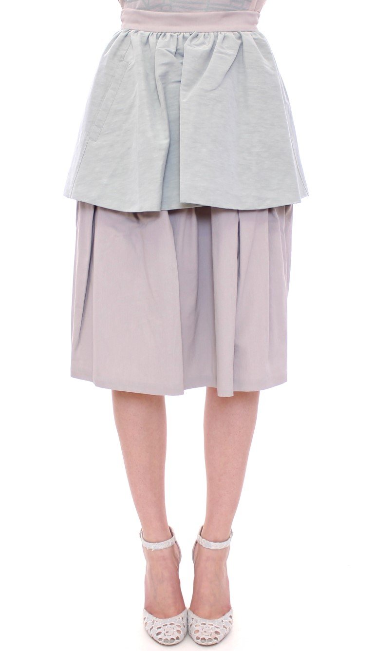 Blue Purple Knee-Length Pleated Skirt