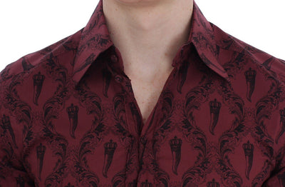 Bordeaux Baroque Print GOLD Slim Fit Shirt