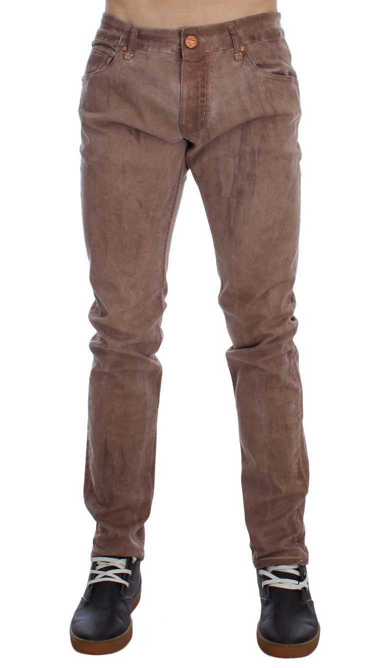 Pink Wash Cotton Stretch Slim Fit Jeans