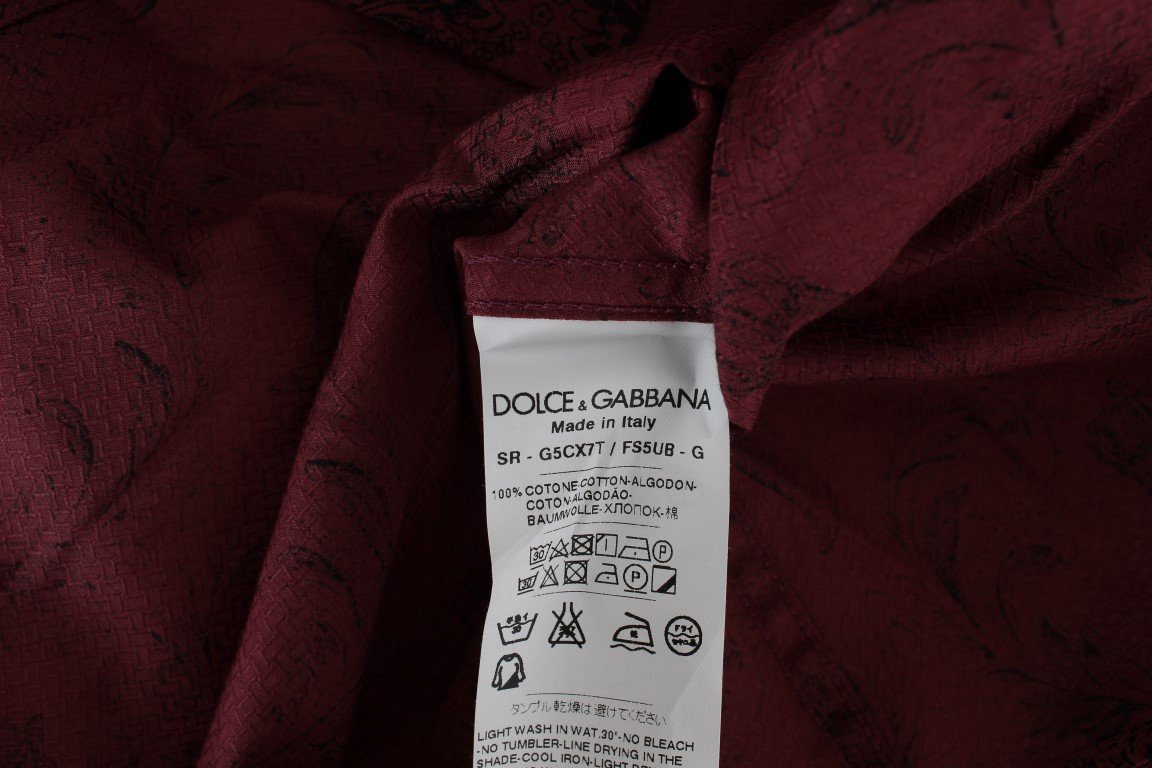Bordeaux Baroque Print GOLD Slim Fit Shirt