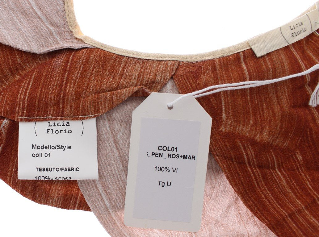 Pink Brown Viscose Neck Shoulder Infinity Scarf