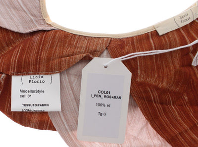 Pink Brown Viscose Neck Shoulder Infinity Scarf