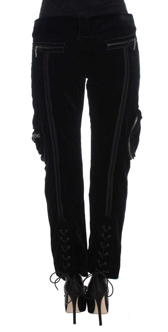Black Cotton Blend Loose Fit Cargo Pants