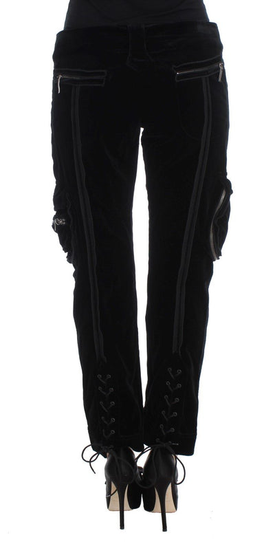 Black Cotton Blend Loose Fit Cargo Pants