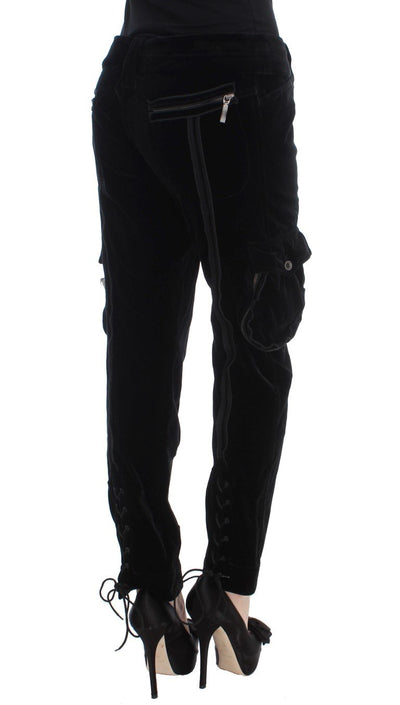 Black Cotton Blend Loose Fit Cargo Pants
