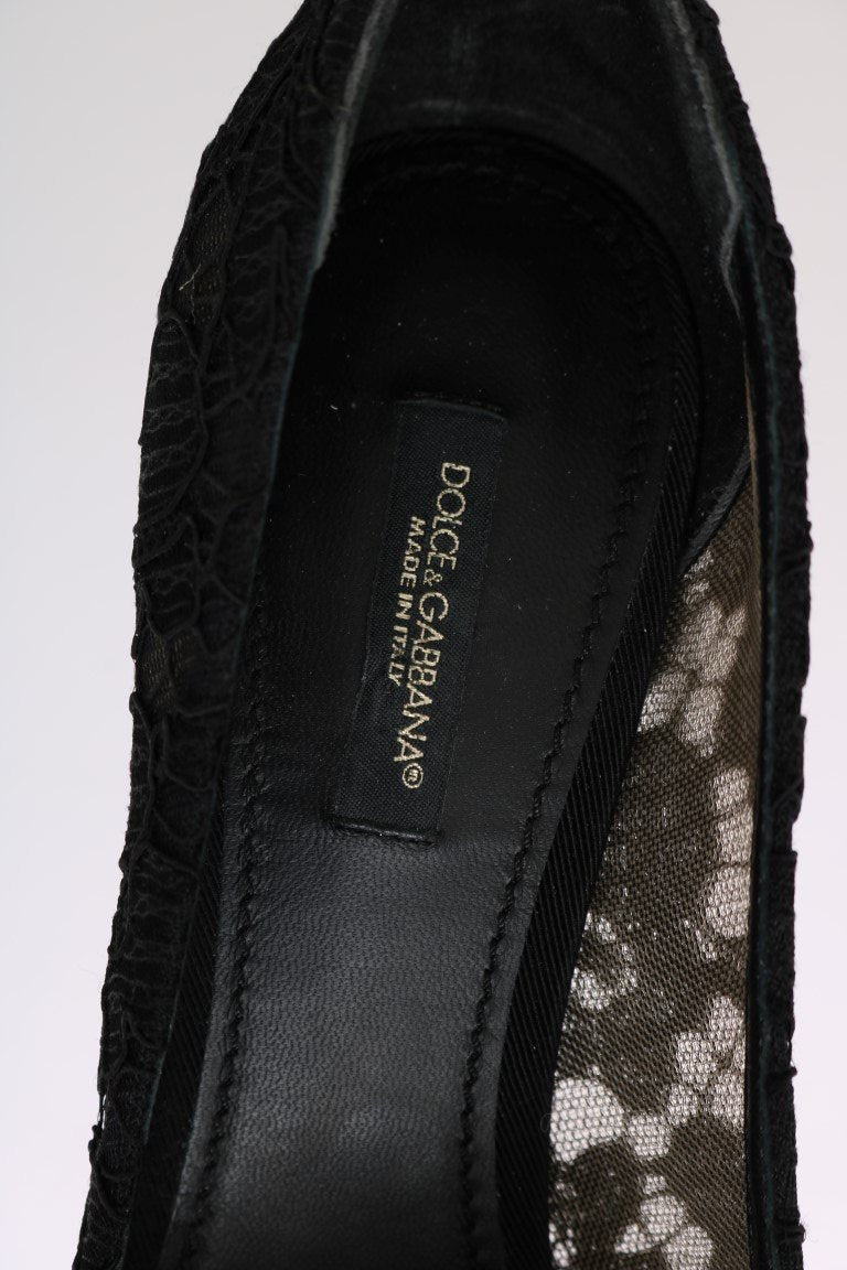 Black Taormina Lace Crystal Pumps