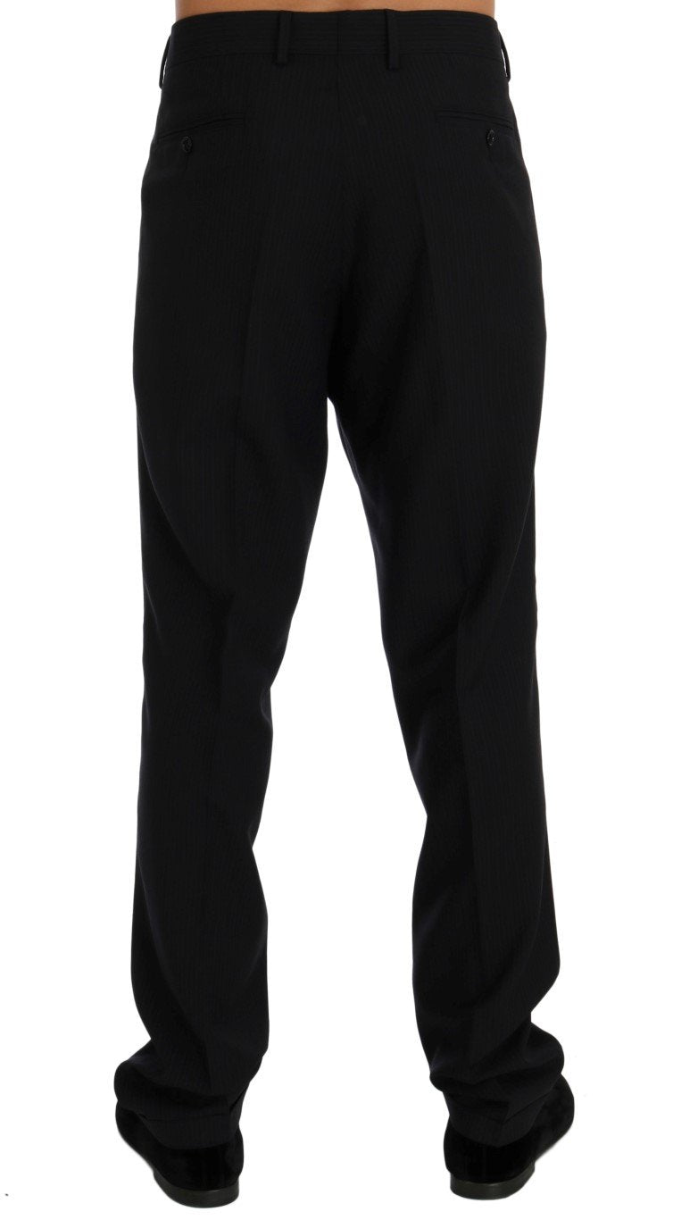 Blue Striped Wool Stretch Pants