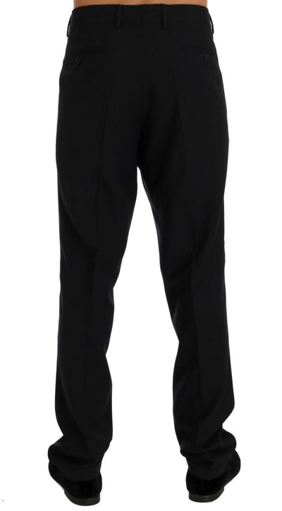 Blue Striped Wool Stretch Pants